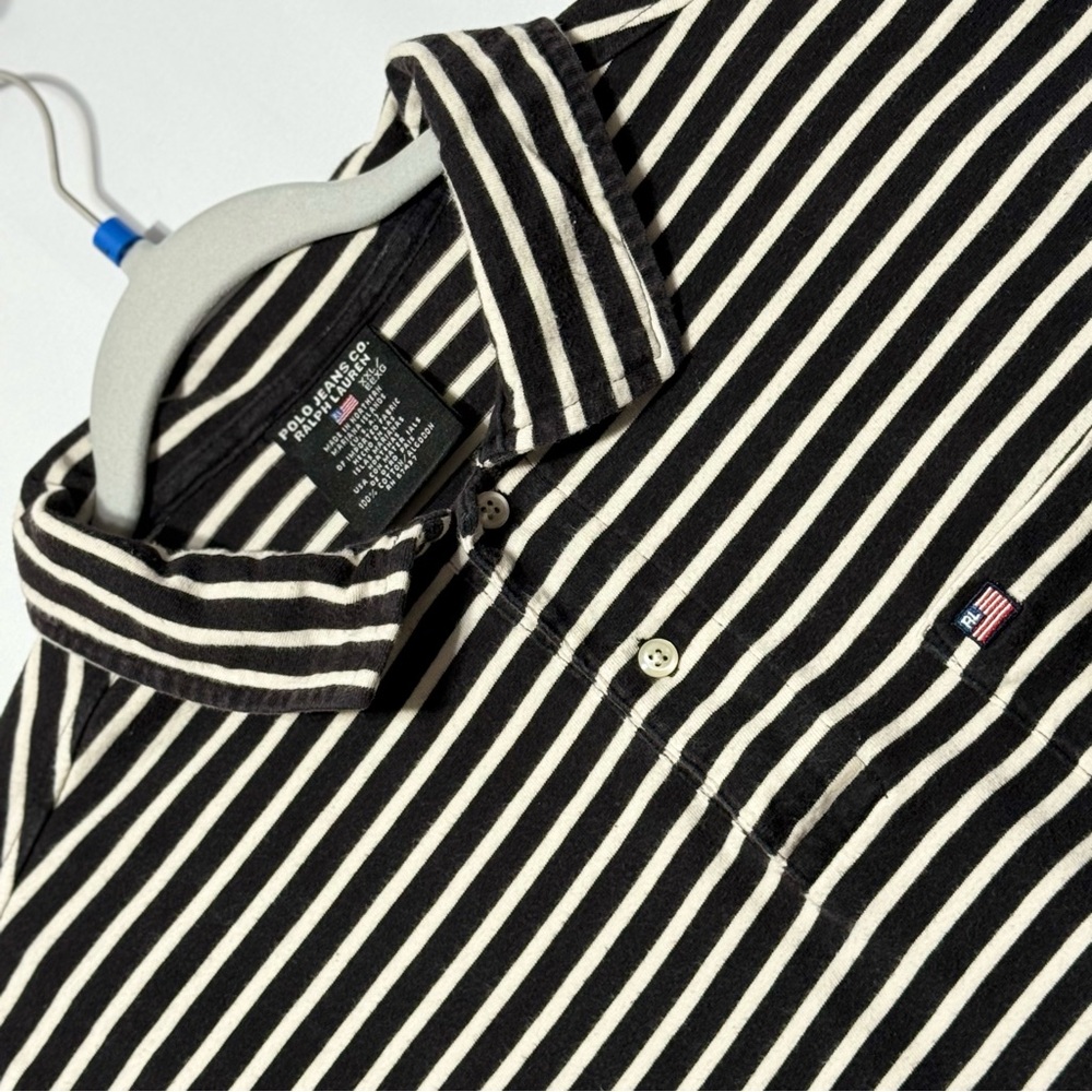Polo Jeans by‎ Ralph Lauren Men's XXL Black and White Striped Polo